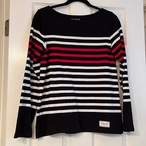 Talbots XS Black, White, and Red Striped Top.  Like New Condition